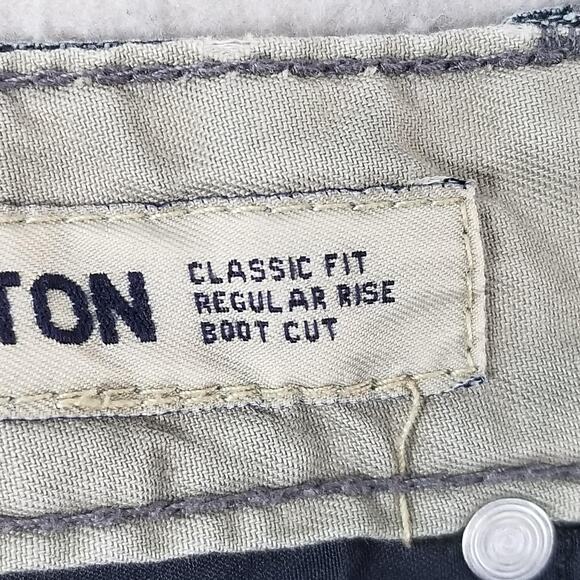 Express Kingston Jeans Mens 34x32 Blue Bootcut Classic Fit Whiskered Lion Denim - Picture 14 of 15